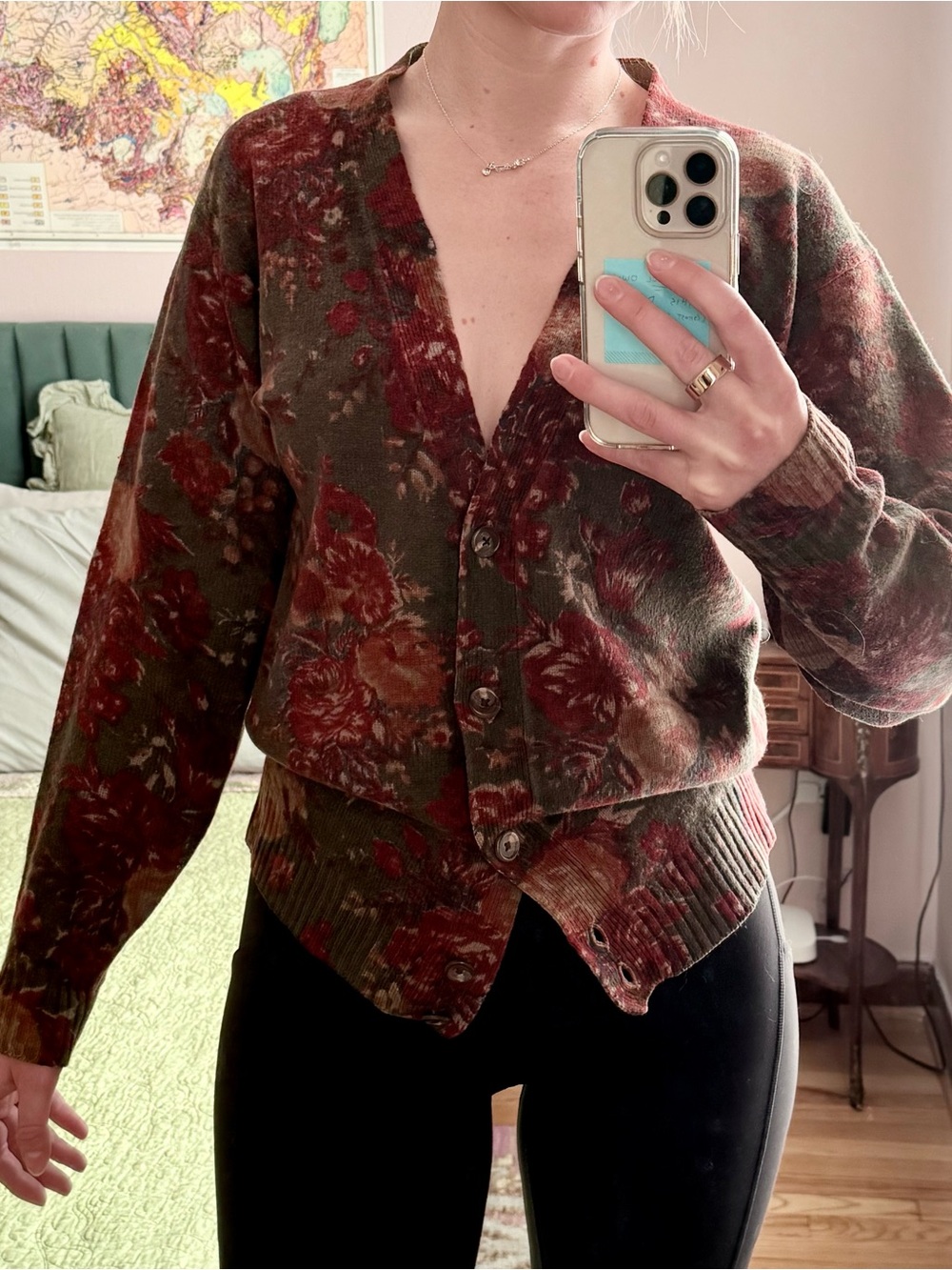 Vintage 90s Ralph Lauren Floral 100% Lambswool Sweater Small